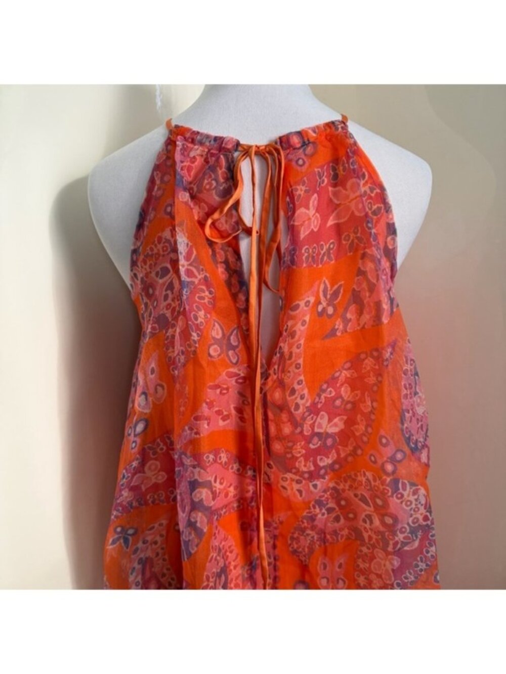 RARE NWOT STAUD Cocoon Tiered Paisley-print Organza Halter Maxi Dress sz XS - Picture 11 of 15